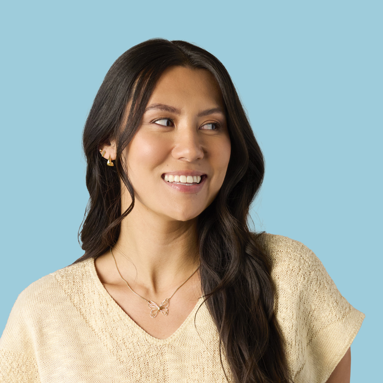 Butterfly Open Charm Gold Necklace 16in thumbnail