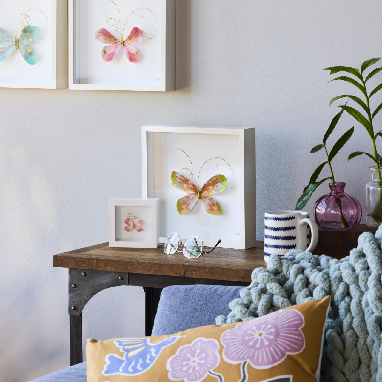 Orange Multi Butterfly Wall Art - 10"sq thumbnail