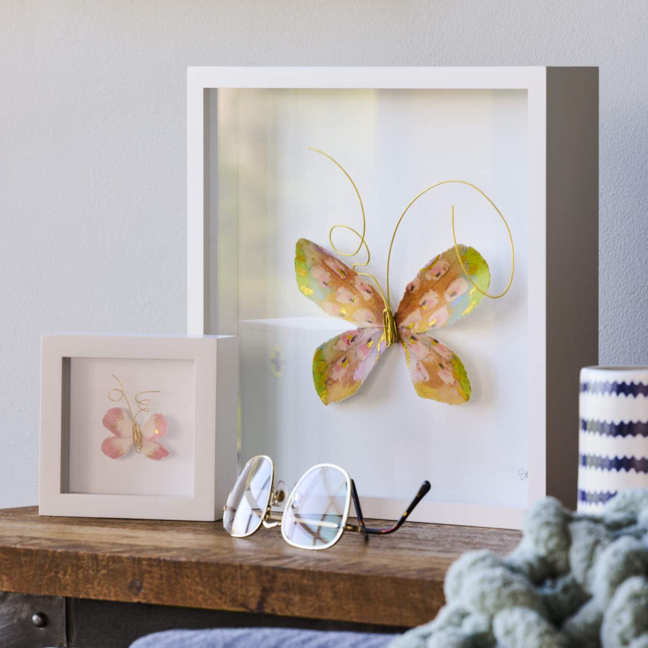 Orange Multi Butterfly Wall Art - 10"sq thumbnail