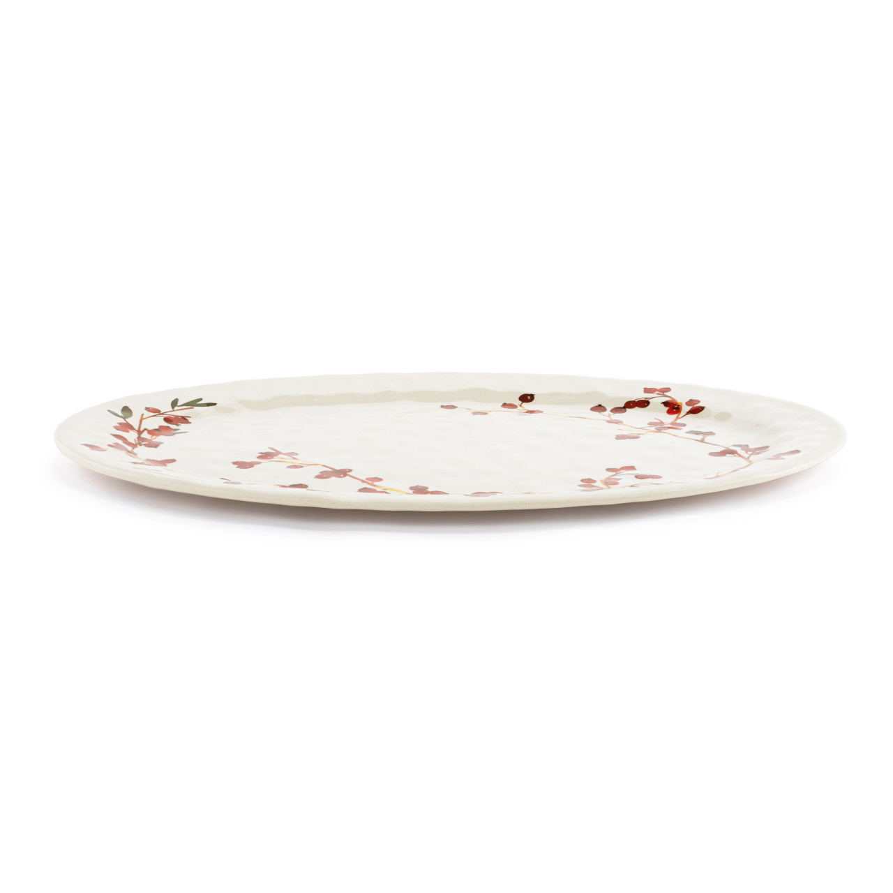 Cranberry Bamboo Large Melamine Oval Platter - 20x14in thumbnail