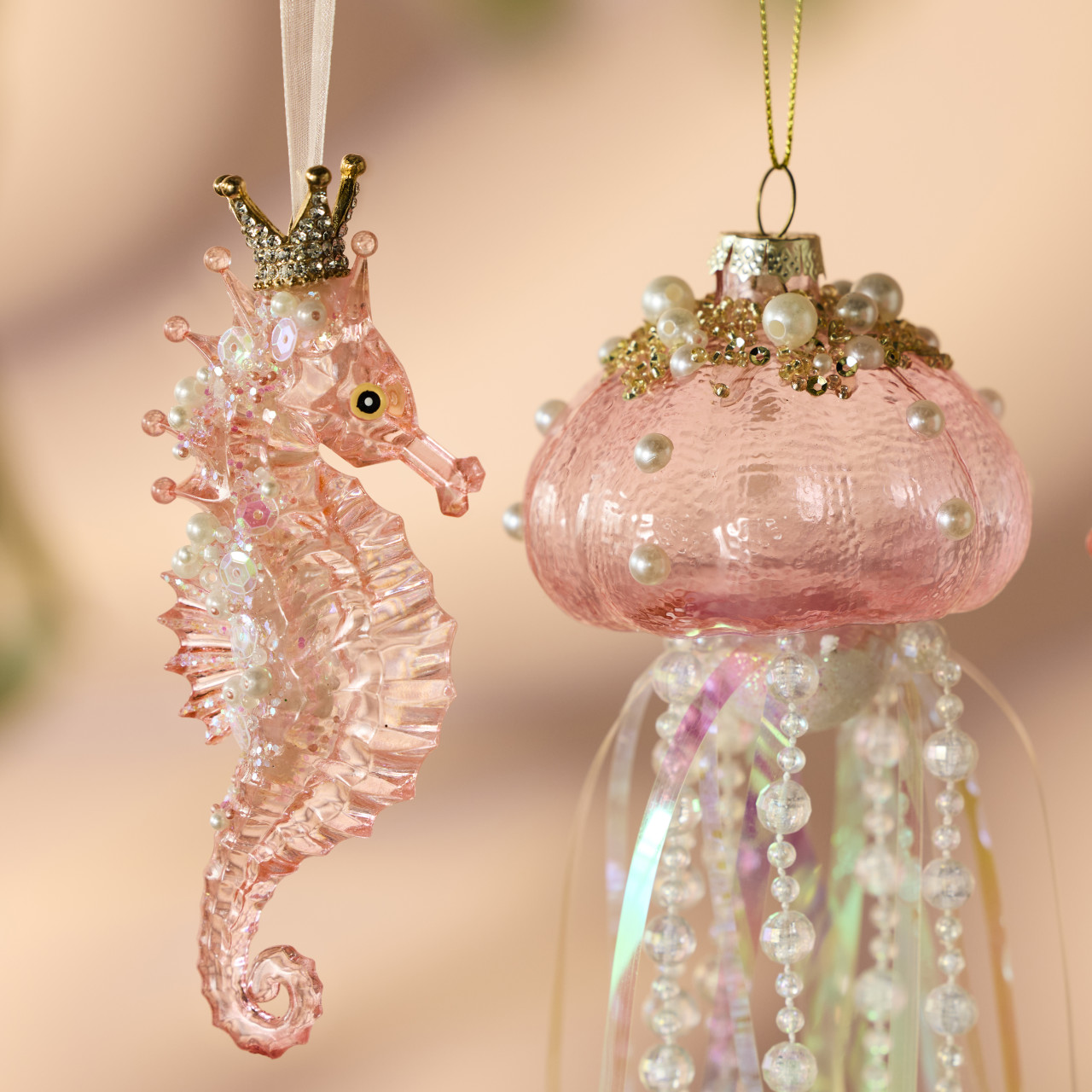 Blue and Pink Seahorse Ornaments with Crown 2 Assorted - 2x5.5in thumbnail