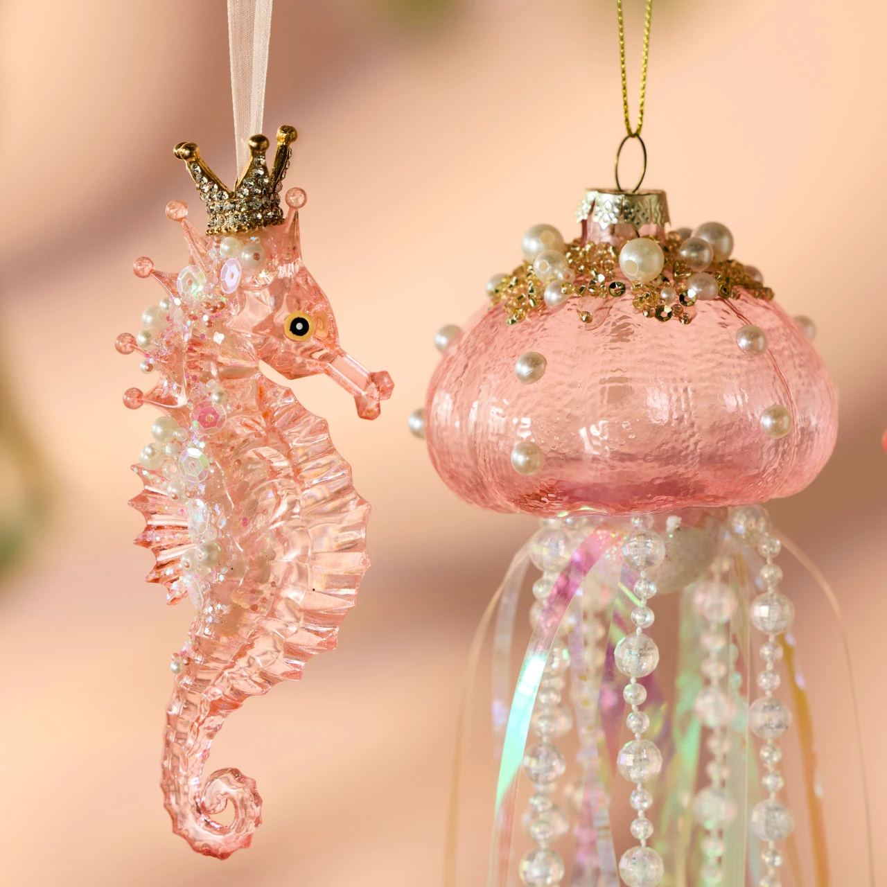 Blue and Pink Seahorse Ornaments with Crown 2 Assorted - 2x5.5in thumbnail