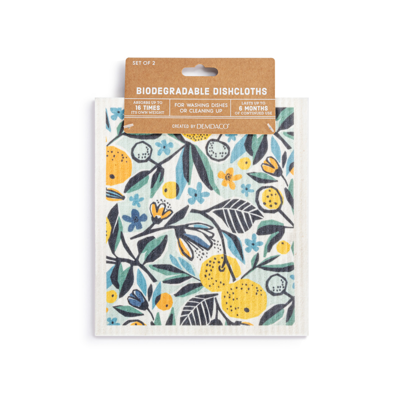 Citrus Blooms Biodegradable Dish Cloths Set of 2 - 6x7in thumbnail