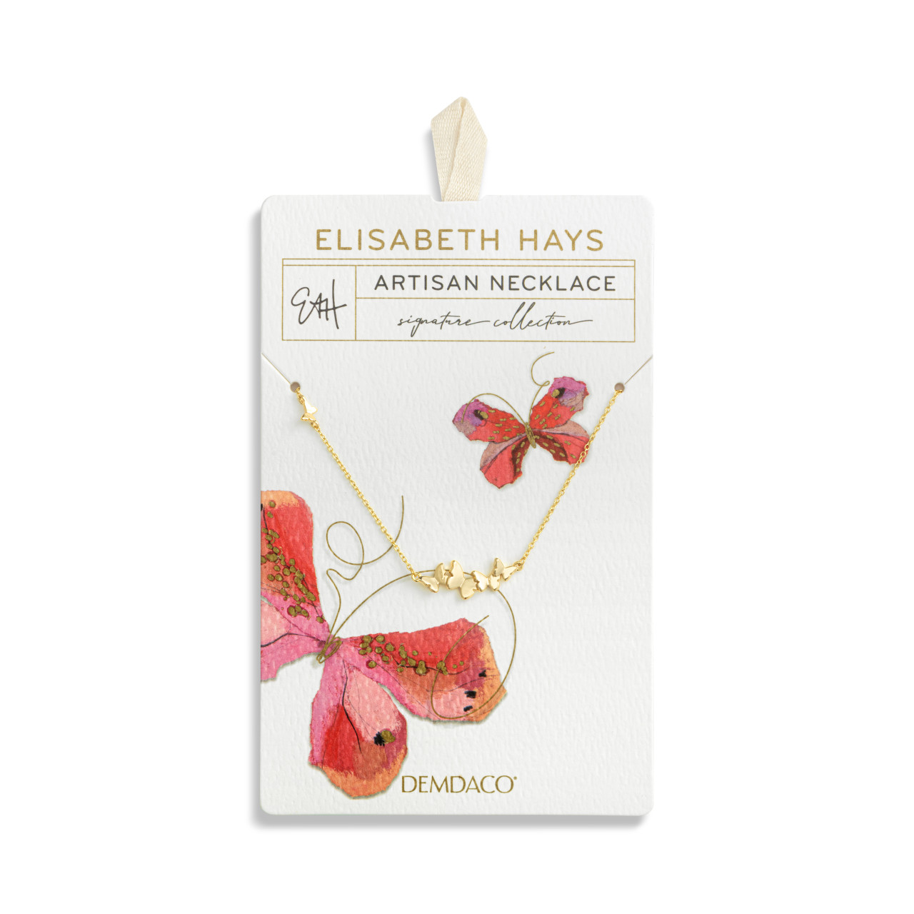 Butterfly Cluster Gold Necklace 16in thumbnail
