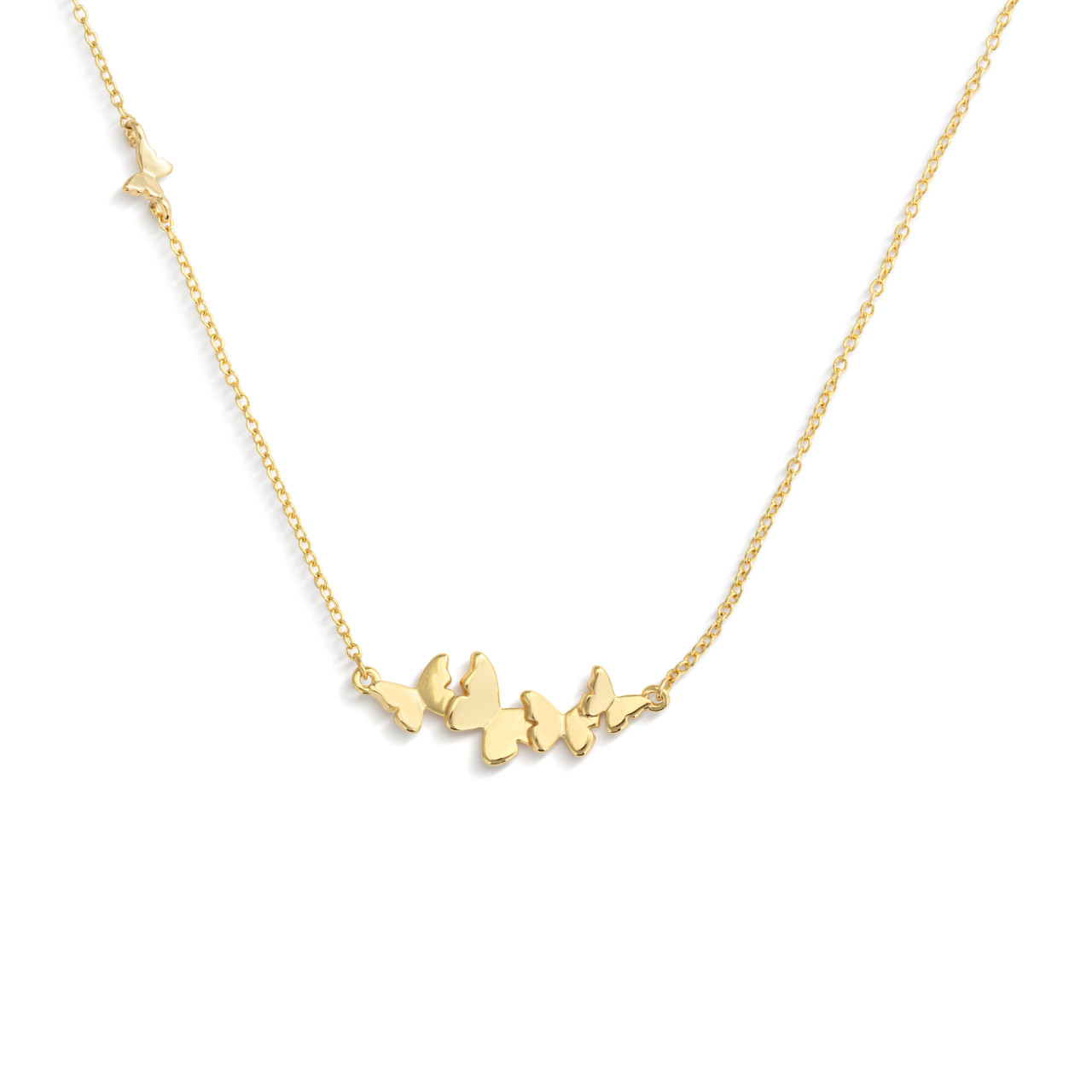 Butterfly Cluster Gold Necklace 16in thumbnail