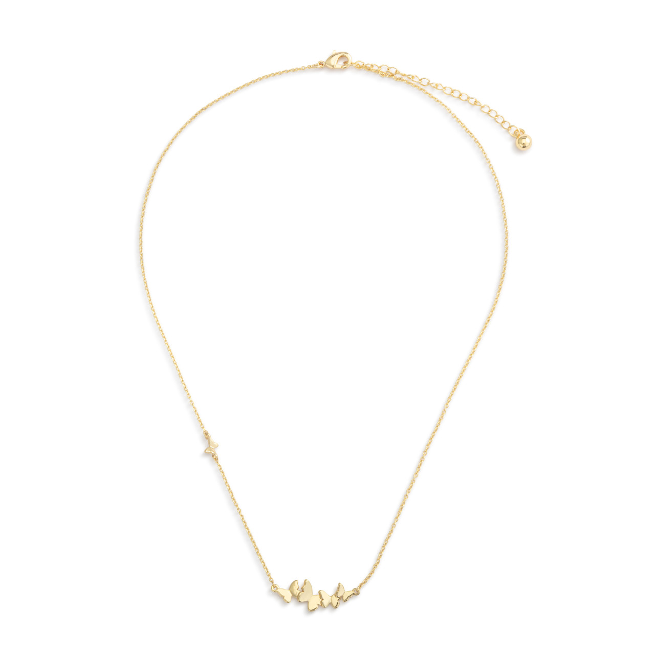 Butterfly Cluster Gold Necklace 16in thumbnail