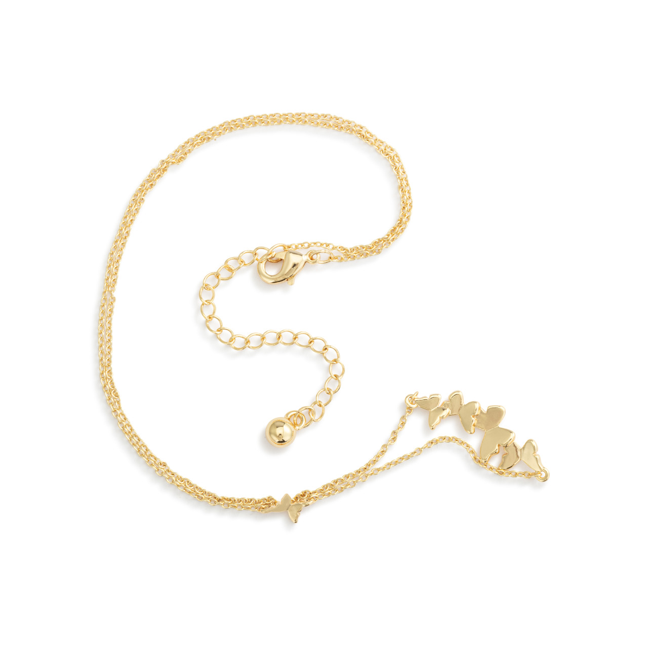 Butterfly Cluster Gold Necklace 16in thumbnail