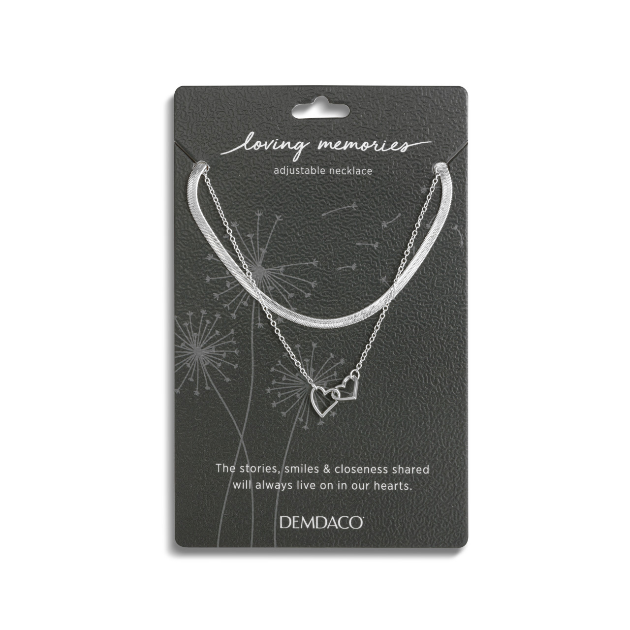 Layered Heart Silver Necklace 18in thumbnail