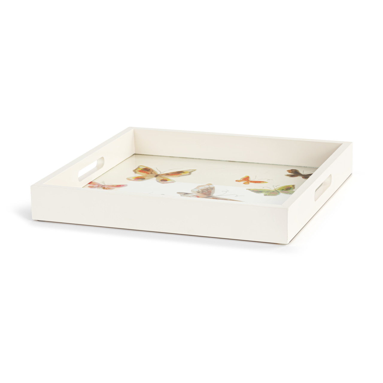 Scattered Butterfly Wood Square Tray - 14in thumbnail