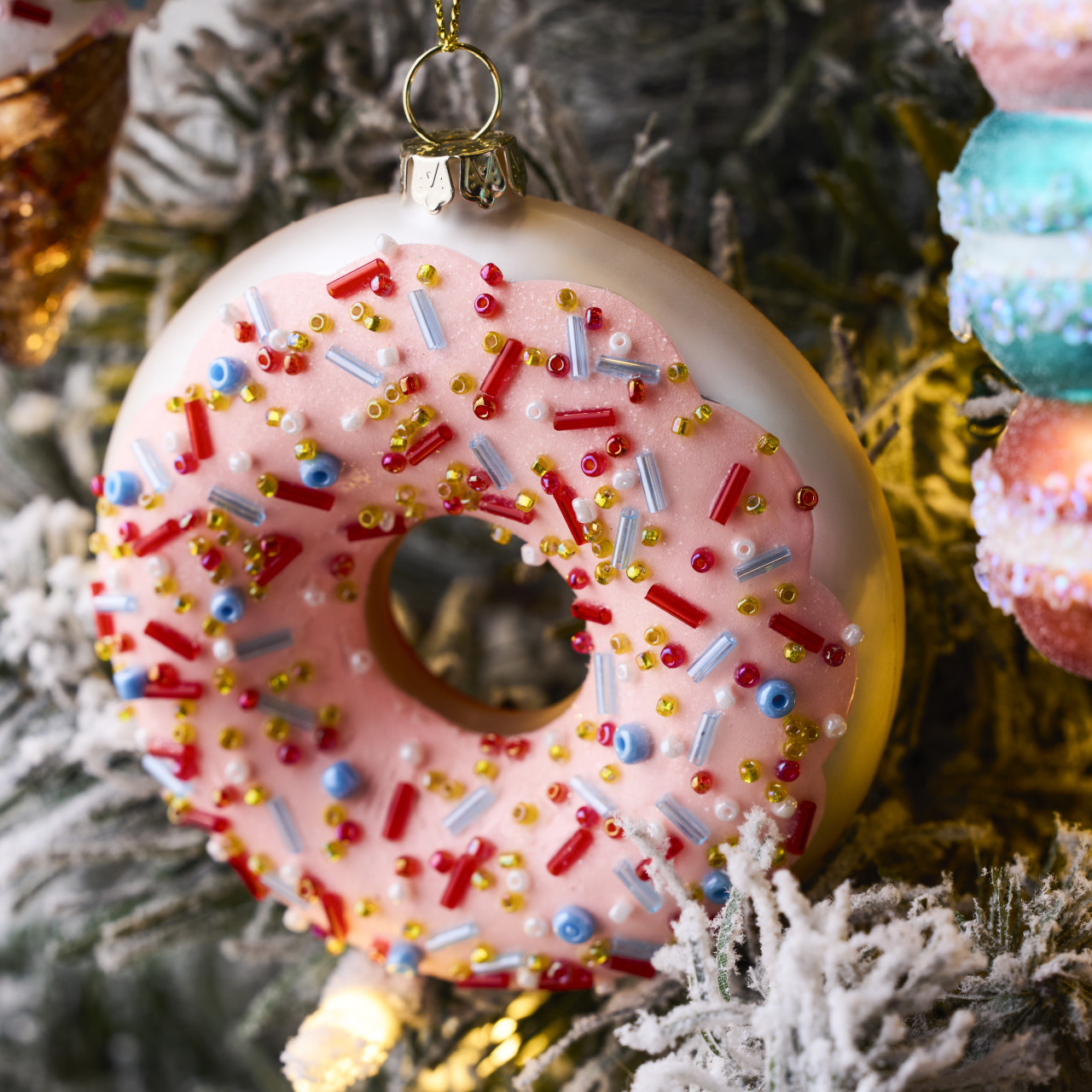 Pink Sprinkle Donut Ornaments 2 Assorted - 3.5in thumbnail