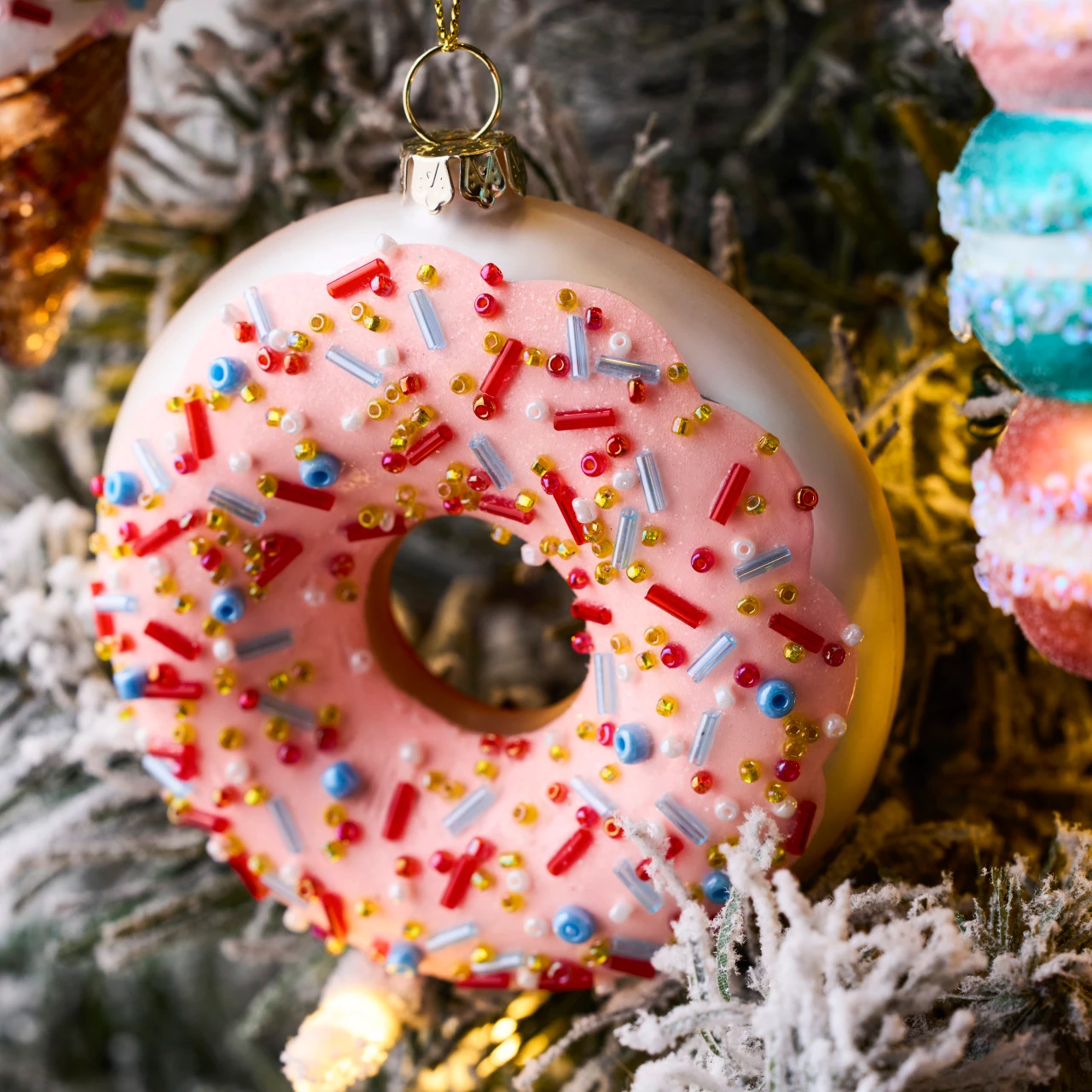 Pink Sprinkle Donut Ornaments 2 Assorted - 3.5in thumbnail