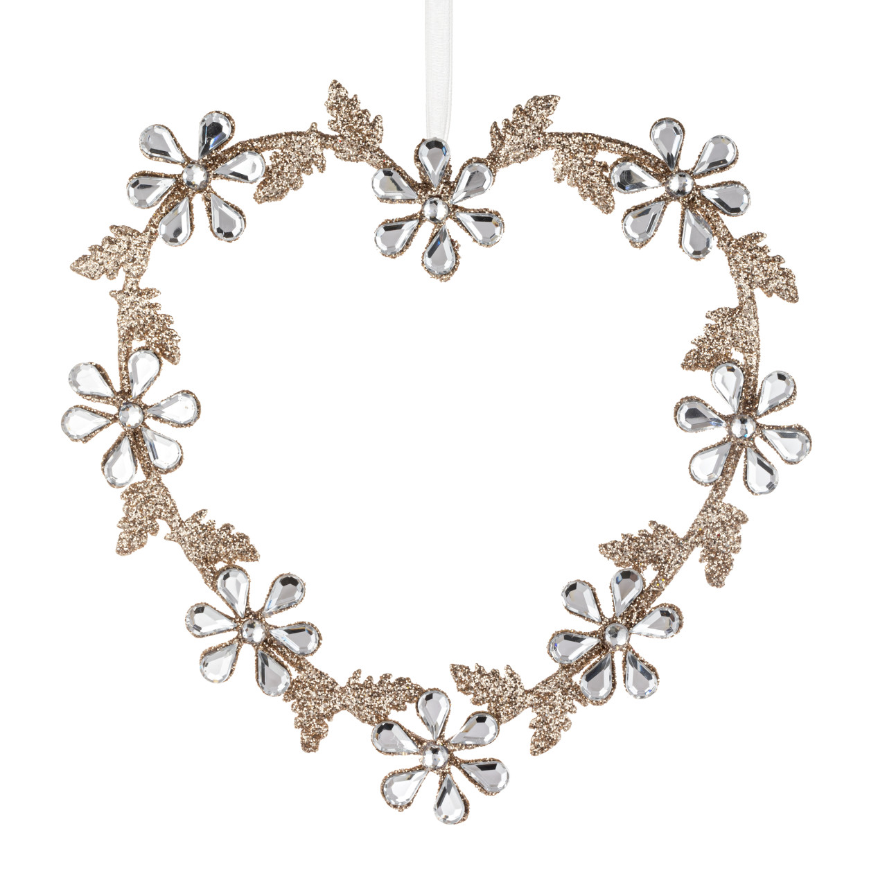 Sparkly Heart Shaped Flower Ornament - 7x7in thumbnail