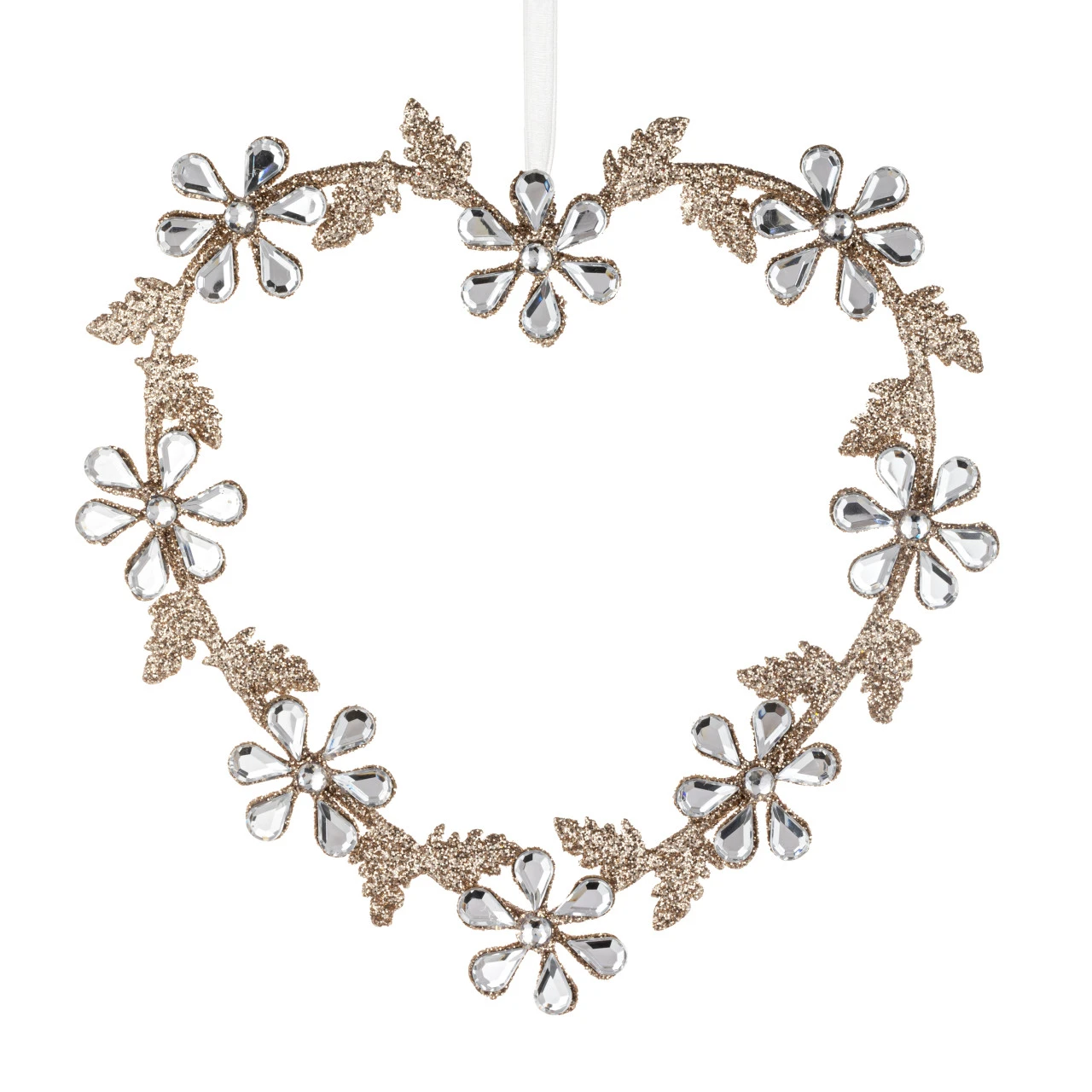 Sparkly Heart Shaped Flower Ornament - 7x7in thumbnail