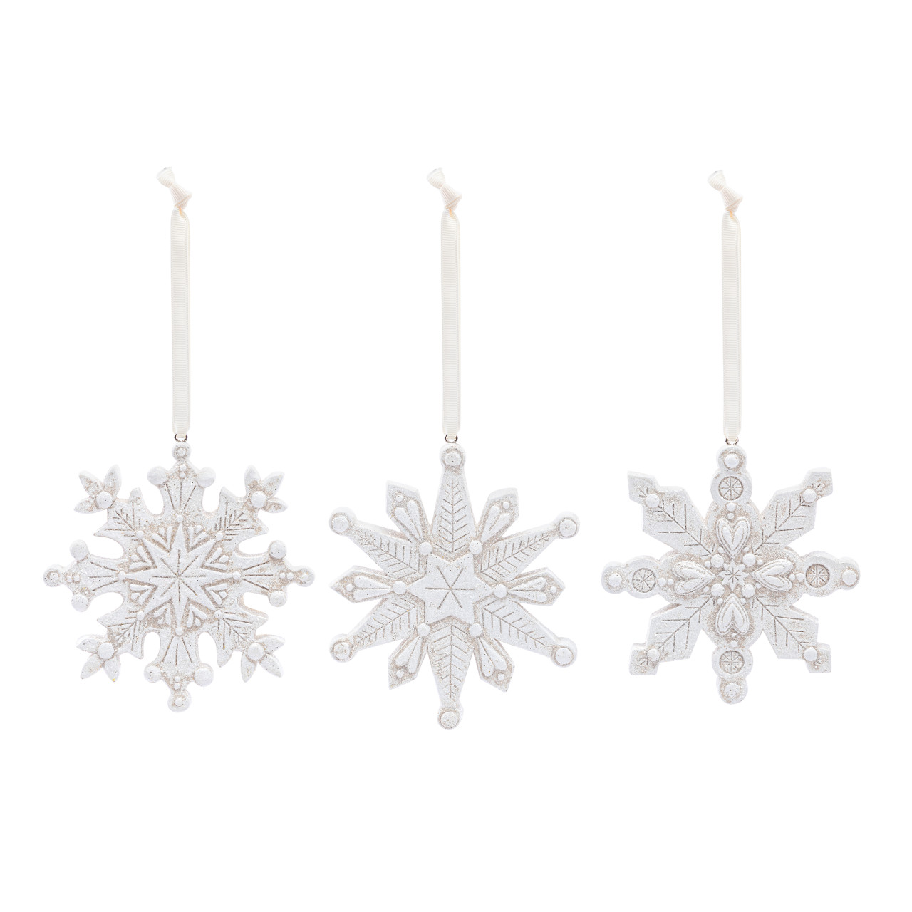 Snowflake Paper Pulp Ornaments Set of 3 - 4in thumbnail