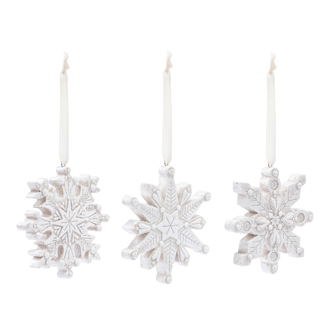 Snowflake Paper Pulp Ornaments Set of 3 - 4in thumbnail