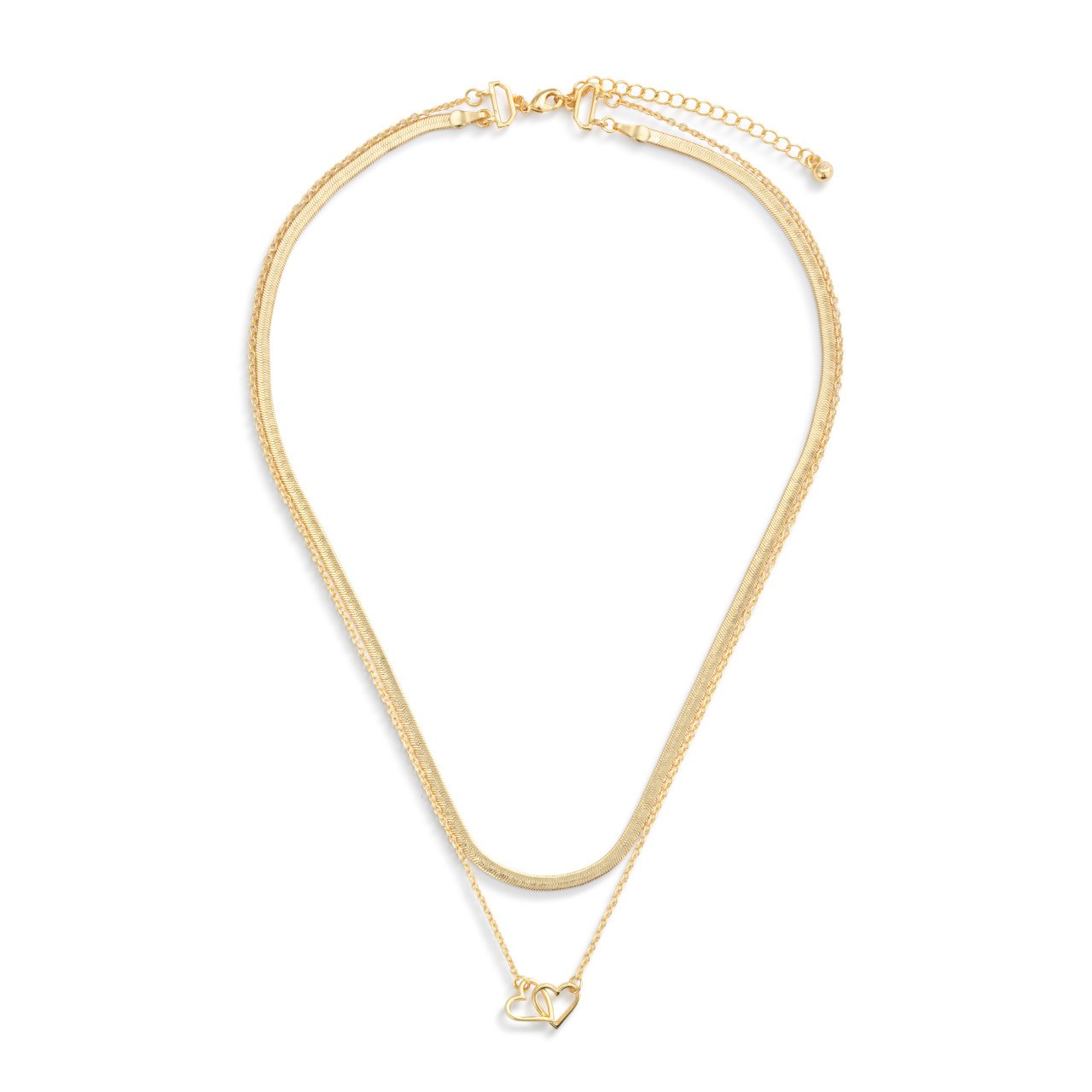 Layered Heart Gold Necklace 18in thumbnail