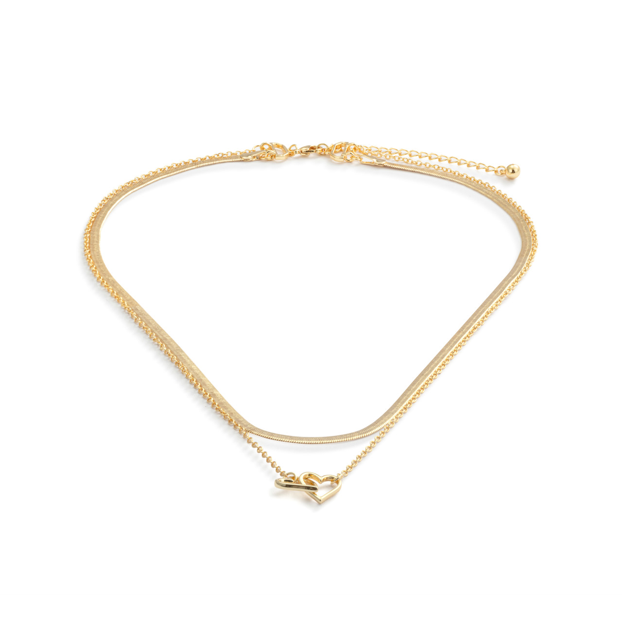 Layered Heart Gold Necklace 18in thumbnail