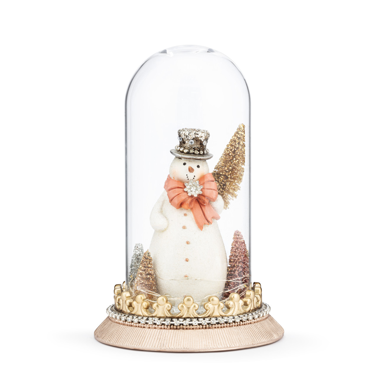Sparkle Snowman with Trees Lit Cloche - 6x10.5in thumbnail