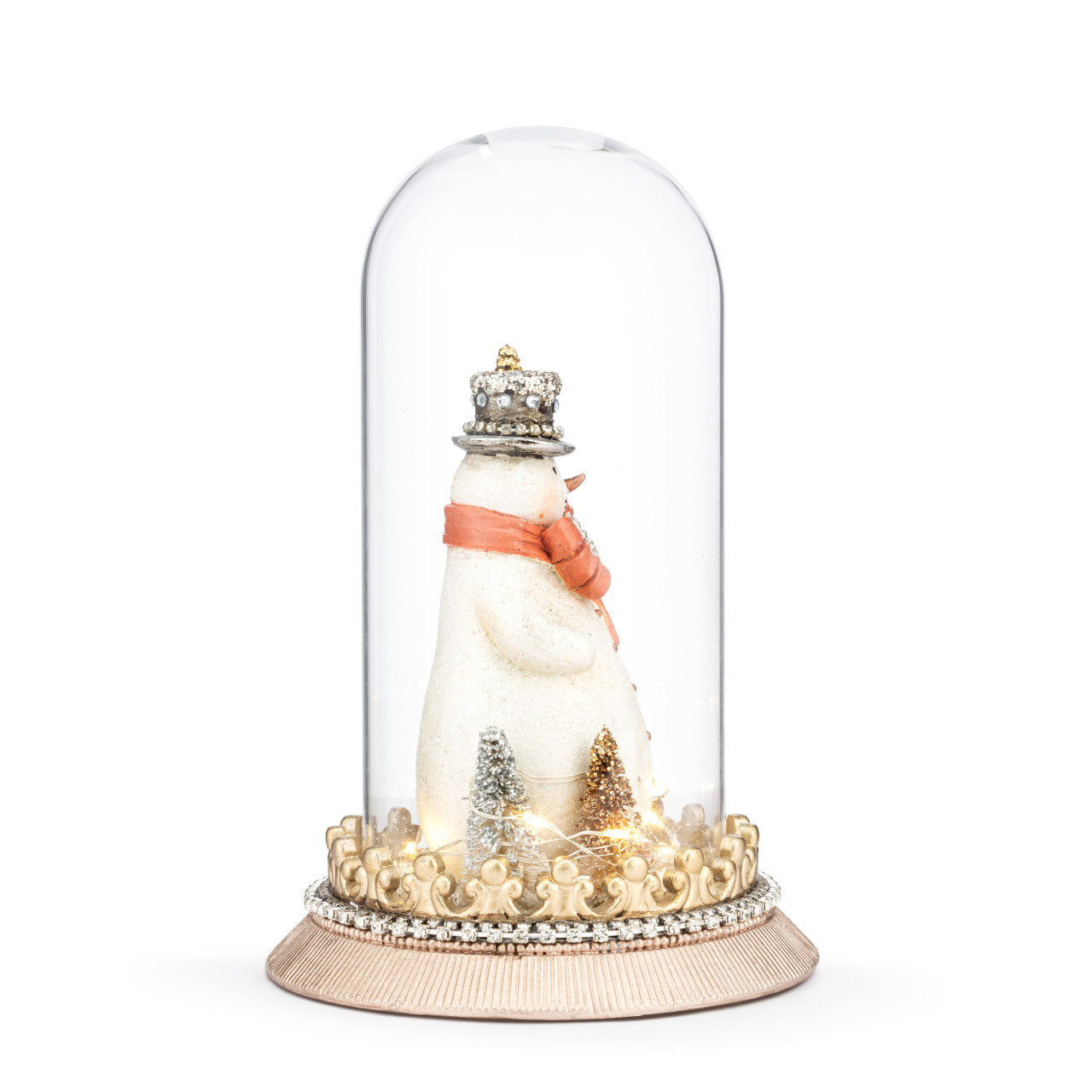 Sparkle Snowman with Trees Lit Cloche - 6x10.5in thumbnail