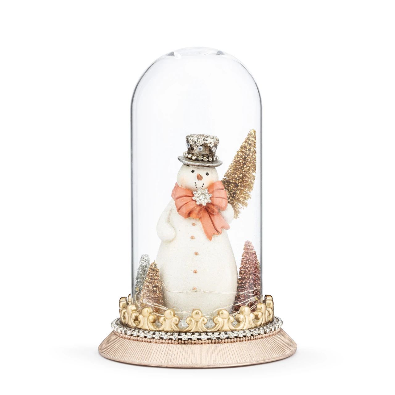 Sparkle Snowman with Trees Lit Cloche - 6x10.5in thumbnail