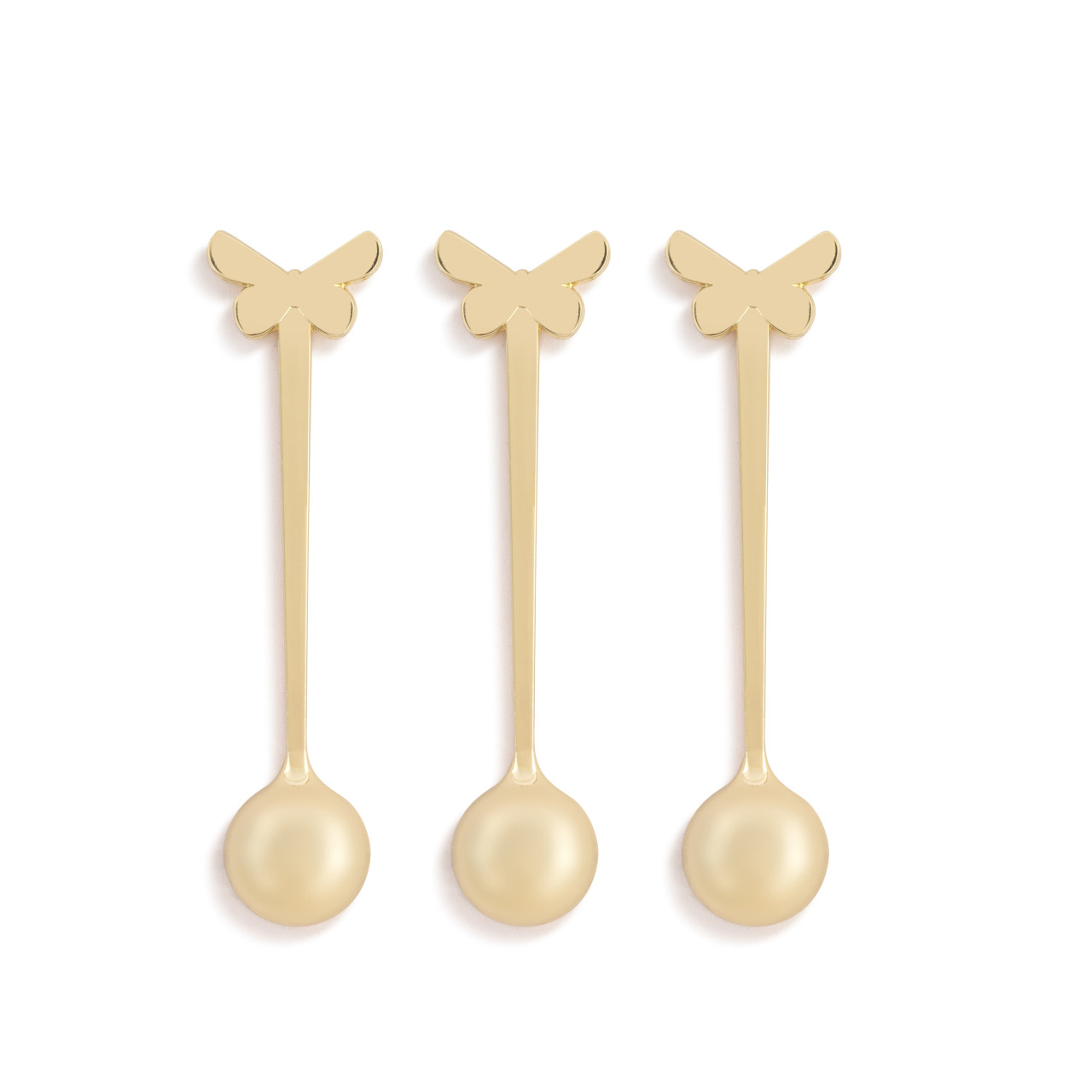 Butterfly Gold Metal Stir Spoons Set of 3 - 5in thumbnail