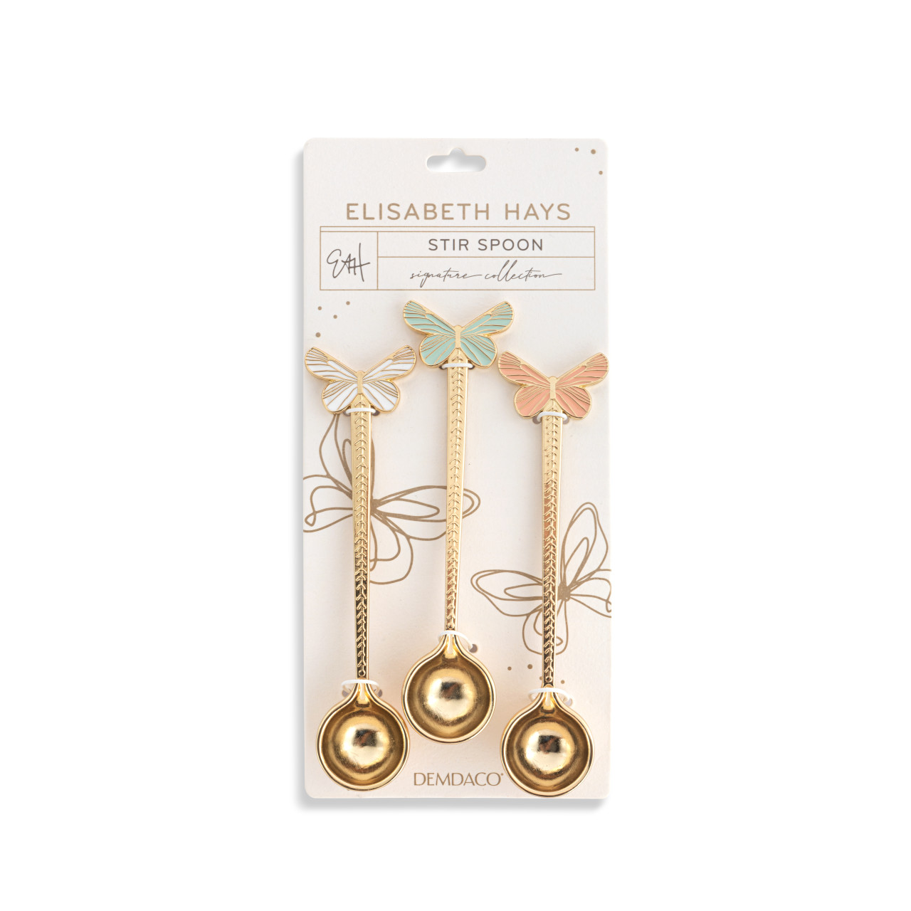 Butterfly Gold Metal Stir Spoons Set of 3 - 5in thumbnail