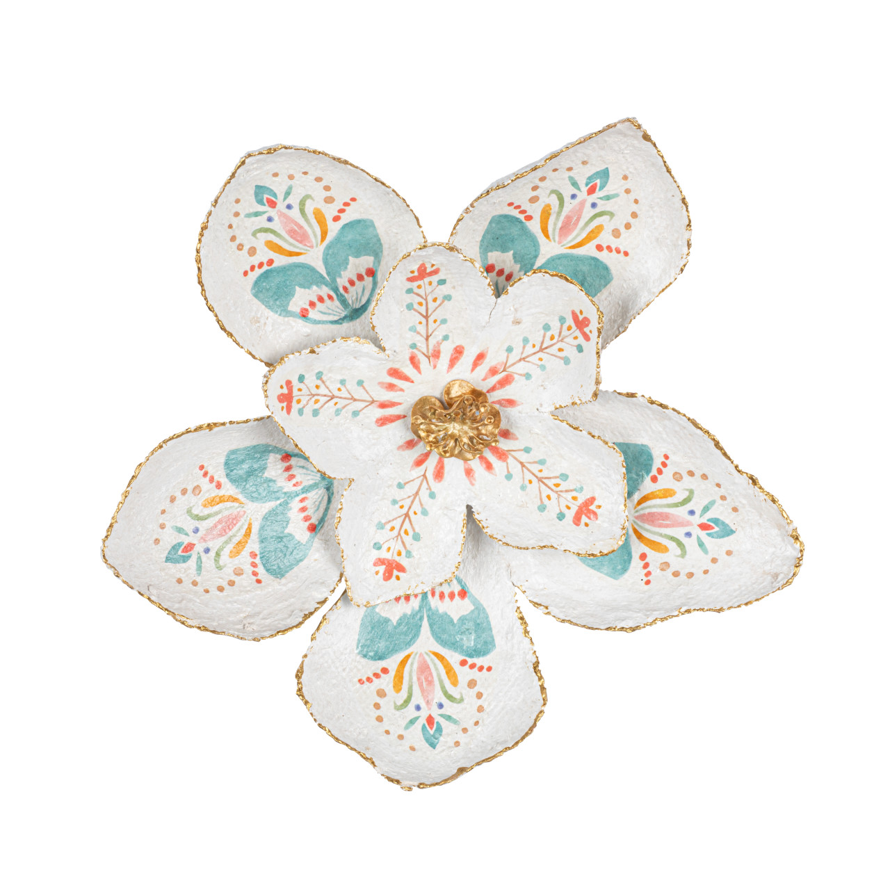 Paper Mache White Painted Wall Flower - 11in thumbnail