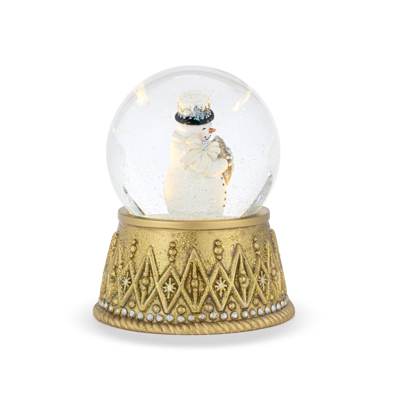 Snowman with Heart Lit Gold Snow Globe - 4.5x6in thumbnail