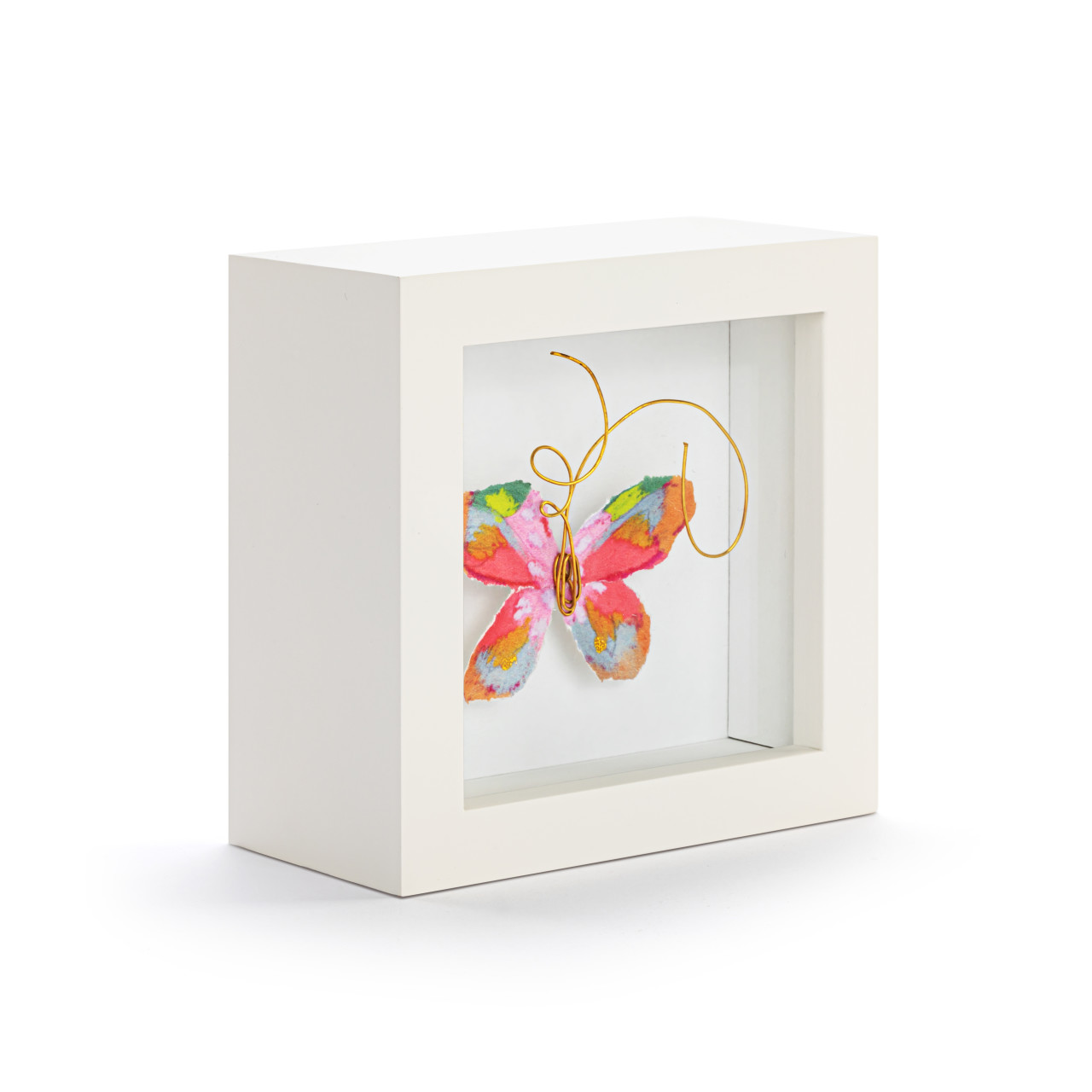 Living Boldly Pink Multi Butterfly Shadow Box - 4in thumbnail