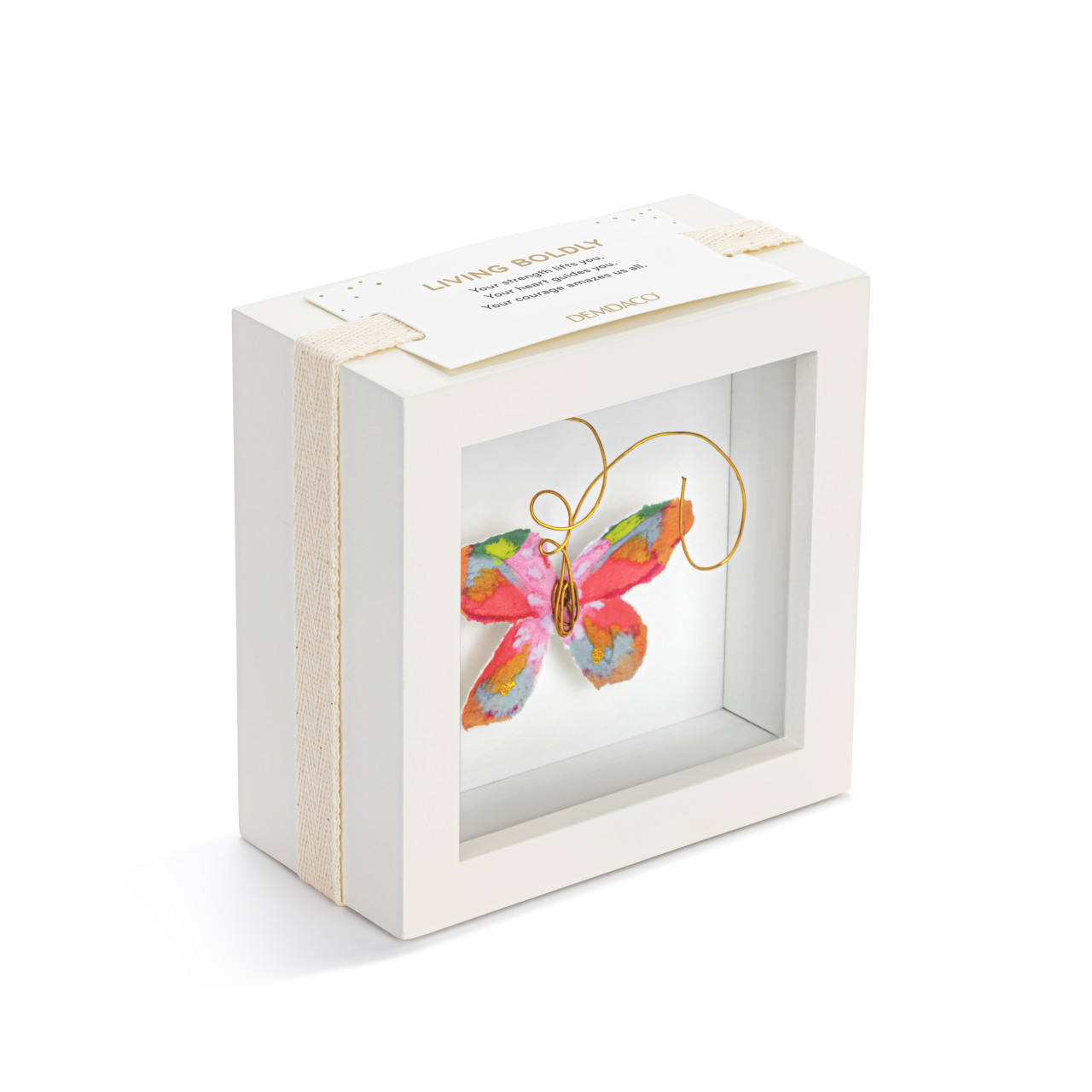 Living Boldly Pink Multi Butterfly Shadow Box - 4in thumbnail