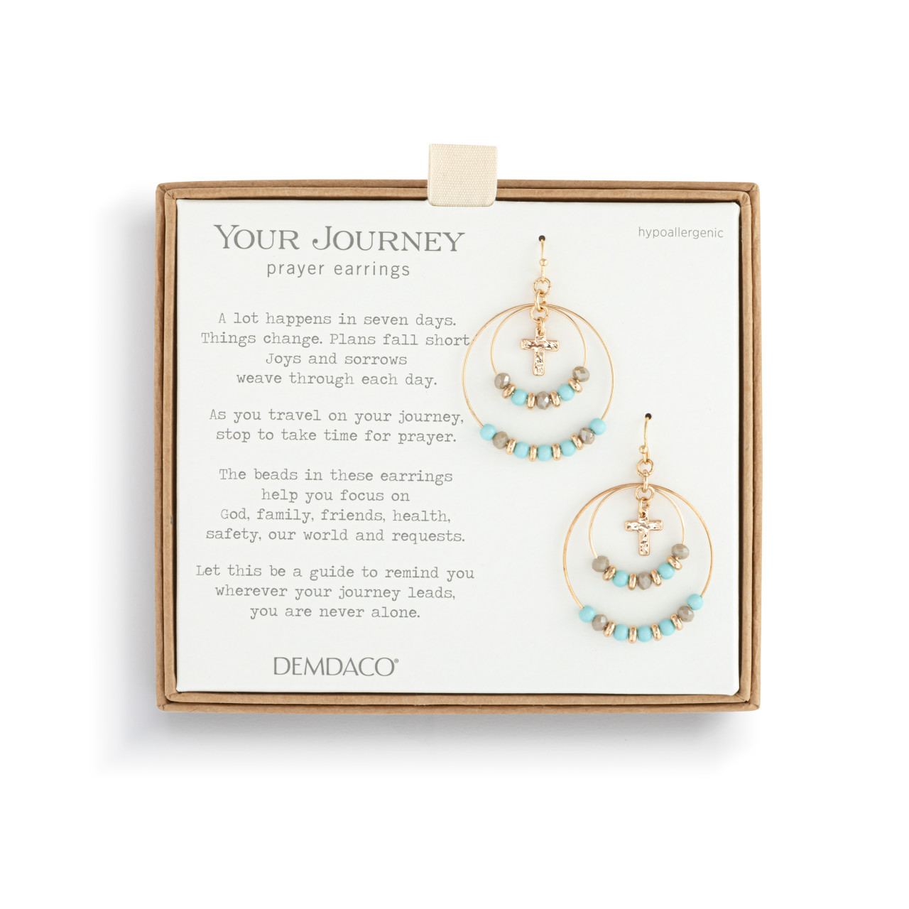 Beaded Prayer Turquoise Earrings - 2in thumbnail
