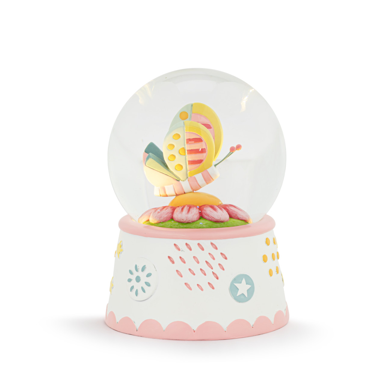 Patchwork Butterfly and Flower Light Up Water Globe - 3x5in thumbnail