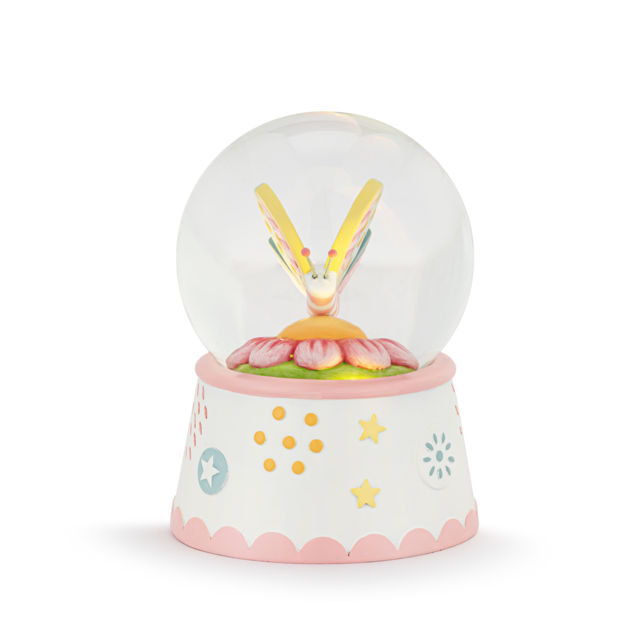 Patchwork Butterfly and Flower Light Up Water Globe - 3x5in thumbnail