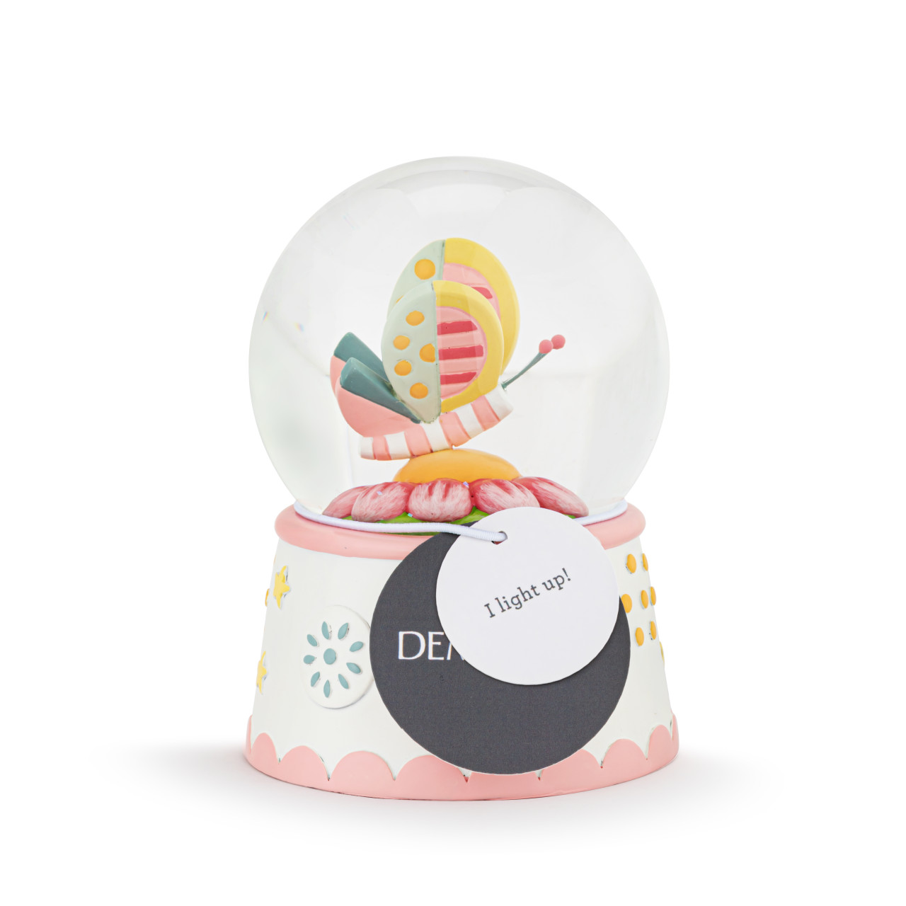 Patchwork Butterfly and Flower Light Up Water Globe - 3x5in thumbnail