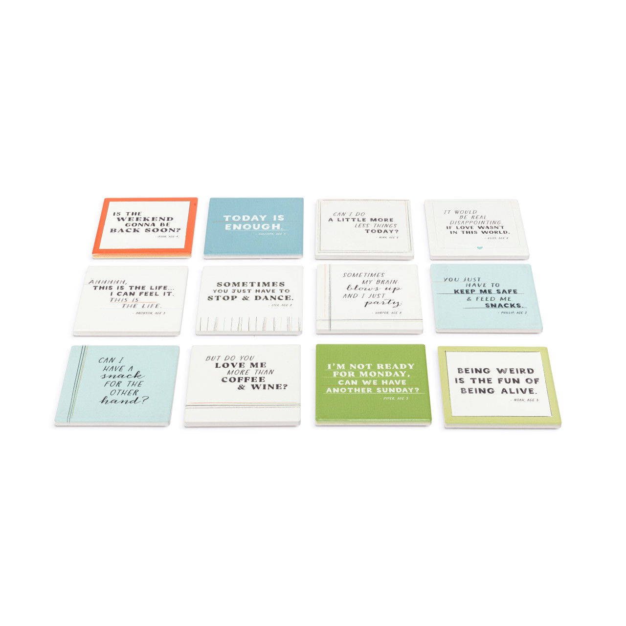 Live From Snack Time Quote Ceramic Coasters 12 Assorted - 4in thumbnail