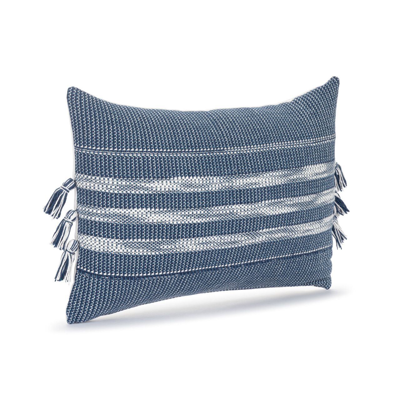 Blue with White Stripe Rectangular Accent Pillow - Thumbnail 2