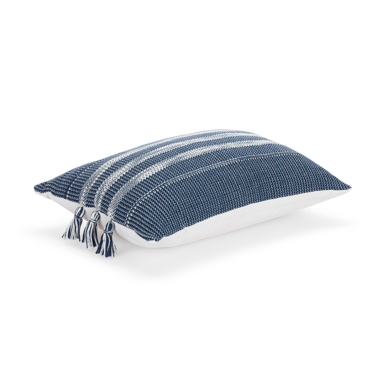 Blue with White Stripe Rectangular Accent Pillow - 18x12in thumbnail
