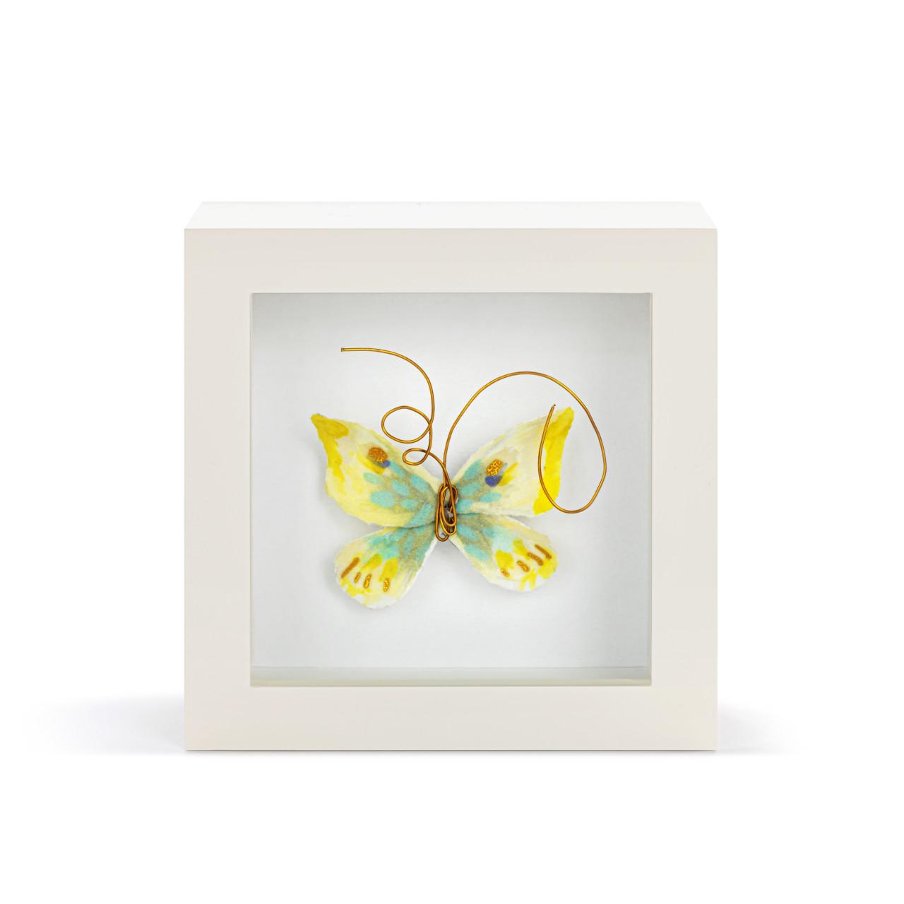 Endlessly Hopeful Yellow & Green Butterfly Shadow Box - 4in thumbnail