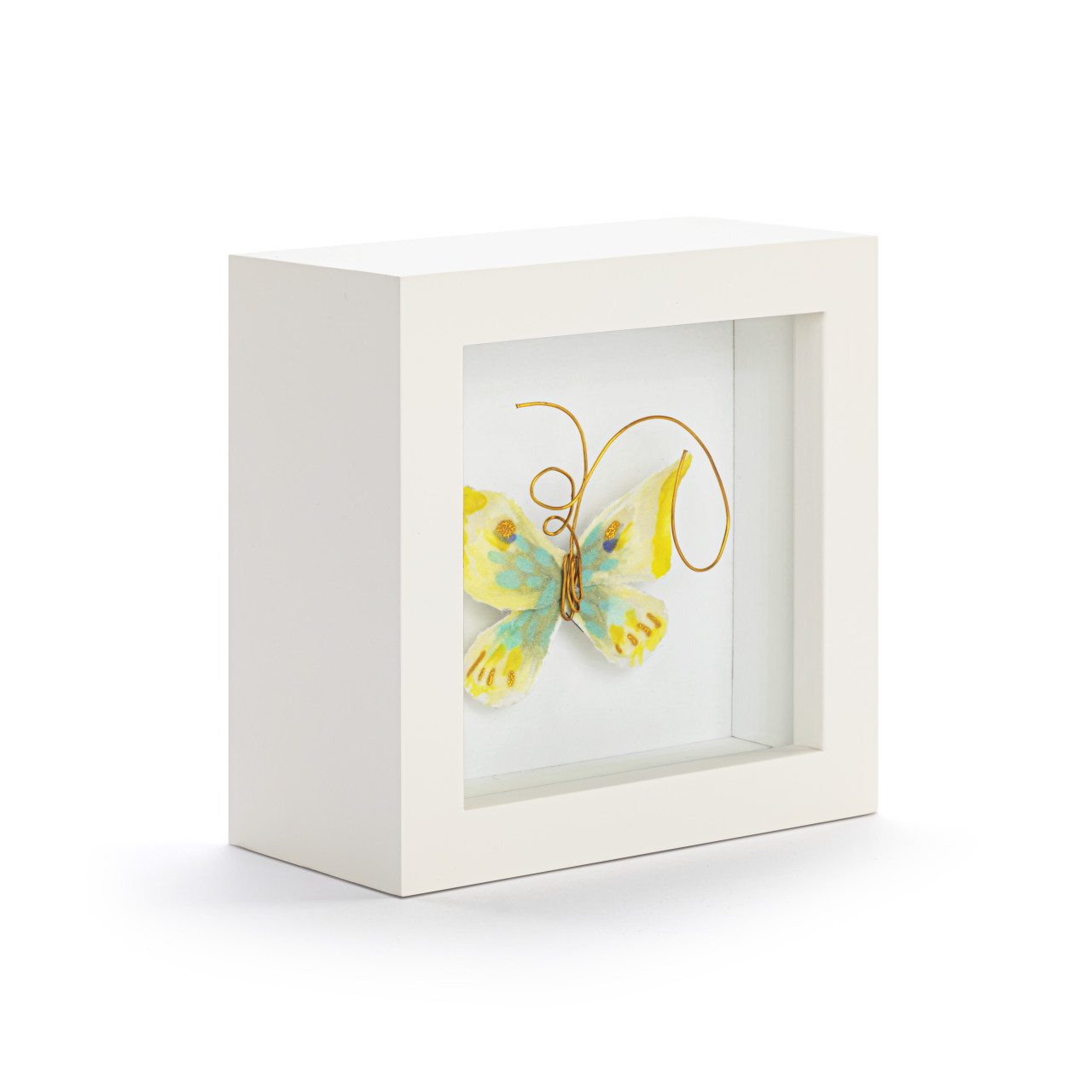 Endlessly Hopeful Yellow & Green Butterfly Shadow Box - 4in thumbnail