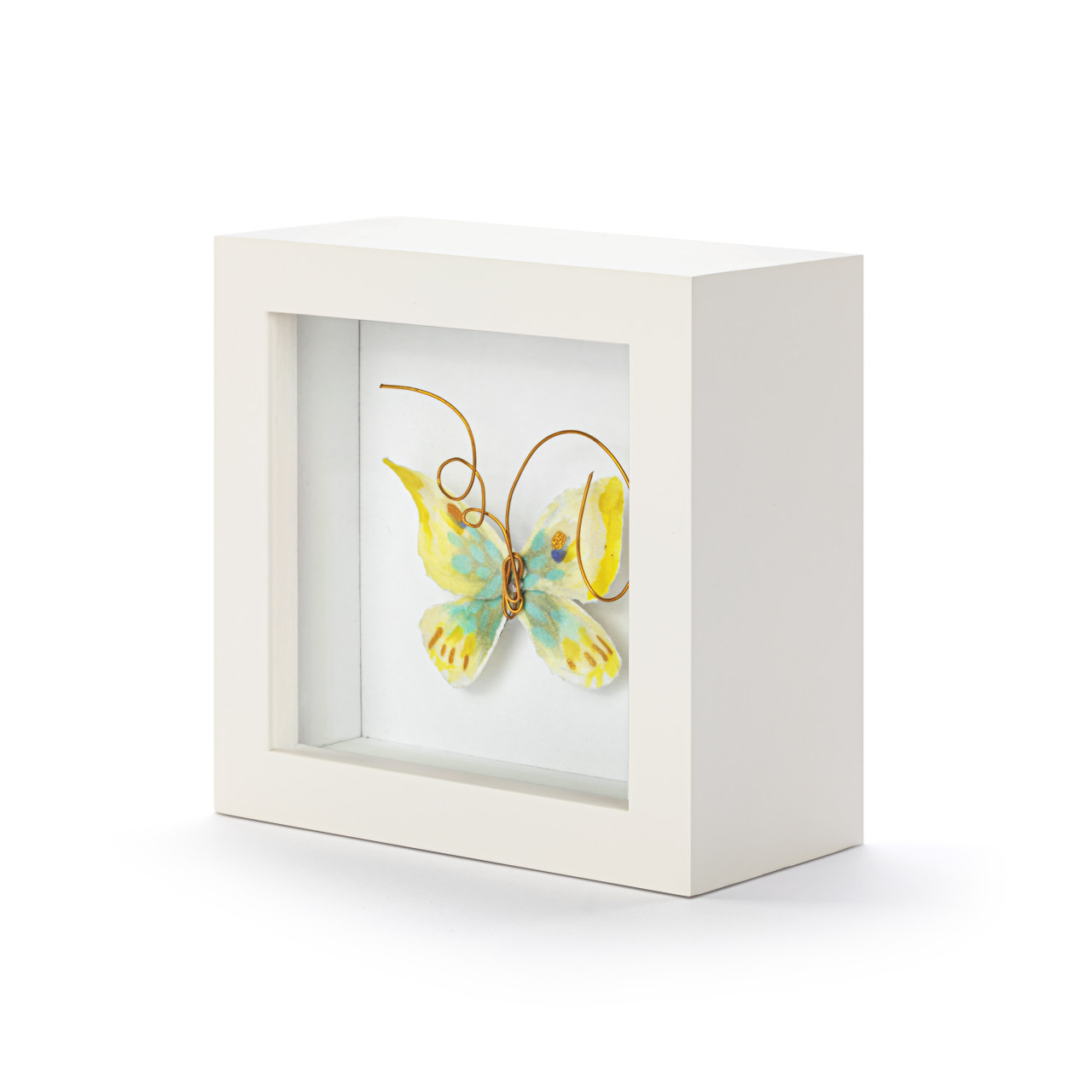 Endlessly Hopeful Yellow & Green Butterfly Shadow Box - 4in thumbnail