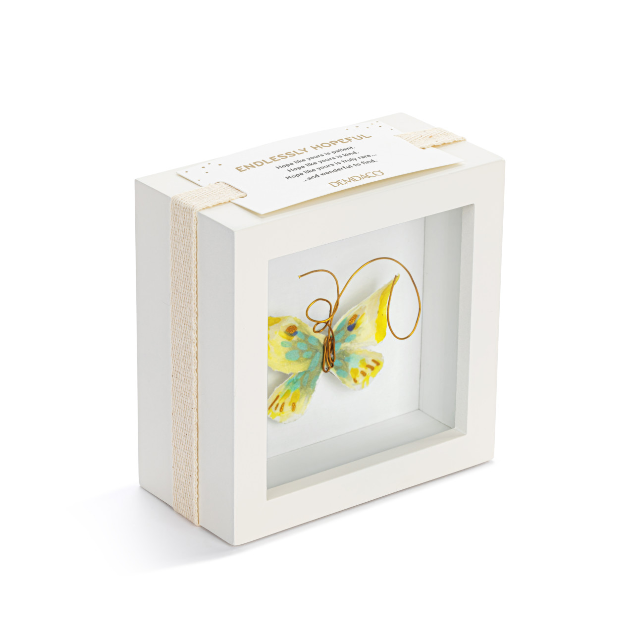 Endlessly Hopeful Yellow & Green Butterfly Shadow Box - 4in thumbnail