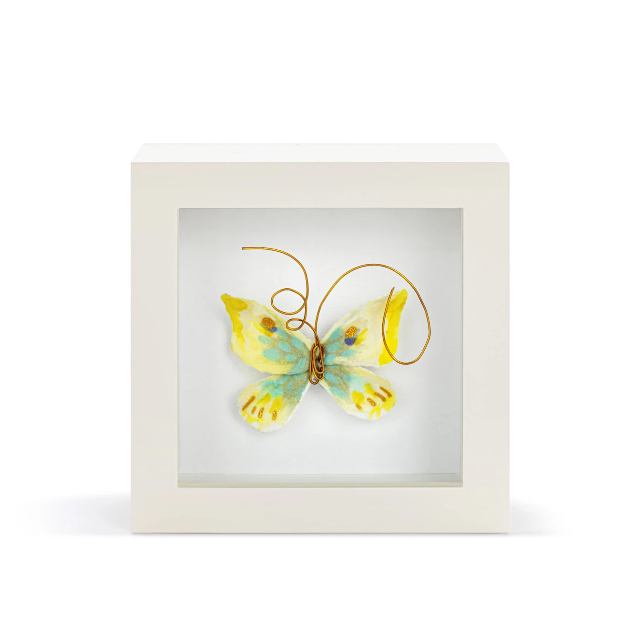 Endlessly Hopeful Yellow & Green Butterfly Shadow Box - 4in thumbnail
