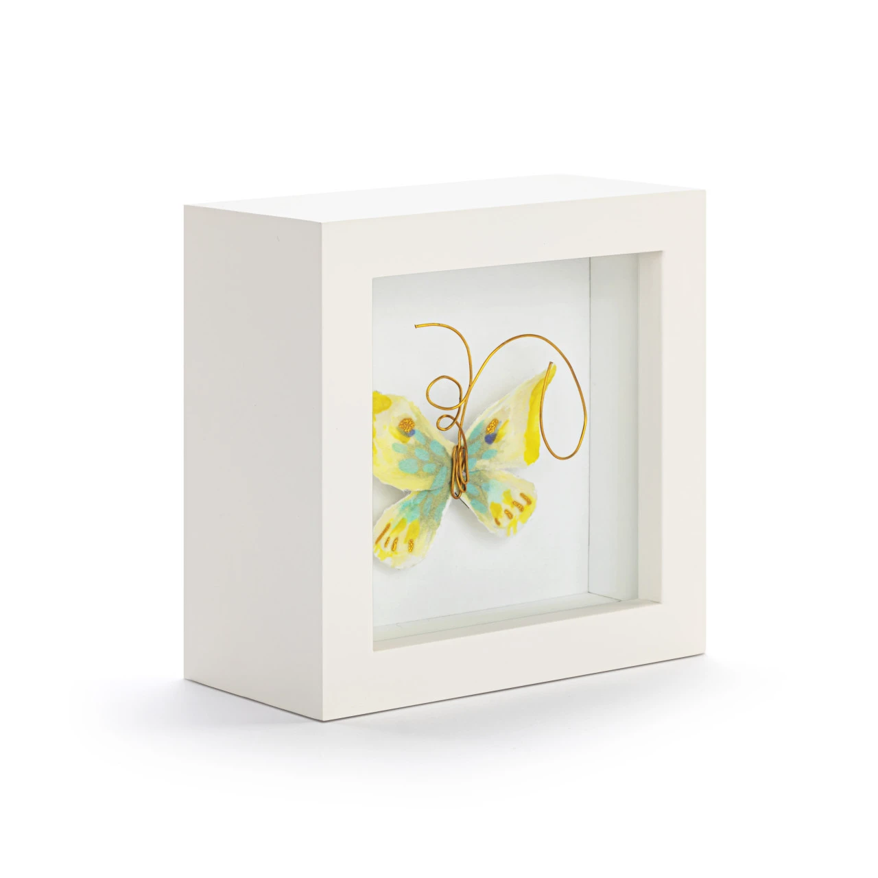 Endlessly Hopeful Yellow & Green Butterfly Shadow Box - 4in thumbnail