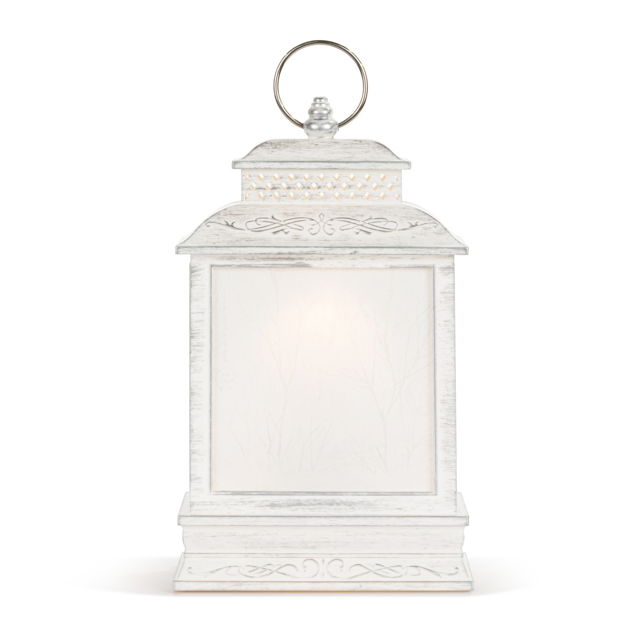 Nutcracker with Trees Lit Musical White USB Snow Globe Lantern - 6.5x10in thumbnail