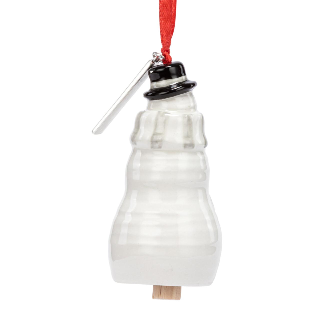 Peace Snowman Red Heart Mini Bell Ornament - 1.5x3in thumbnail