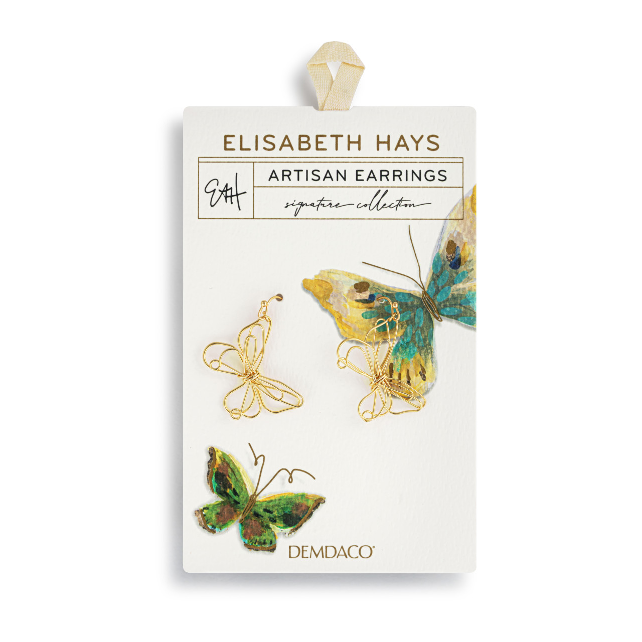Butterfly Open Charm Gold Earrings - 29x22mm thumbnail