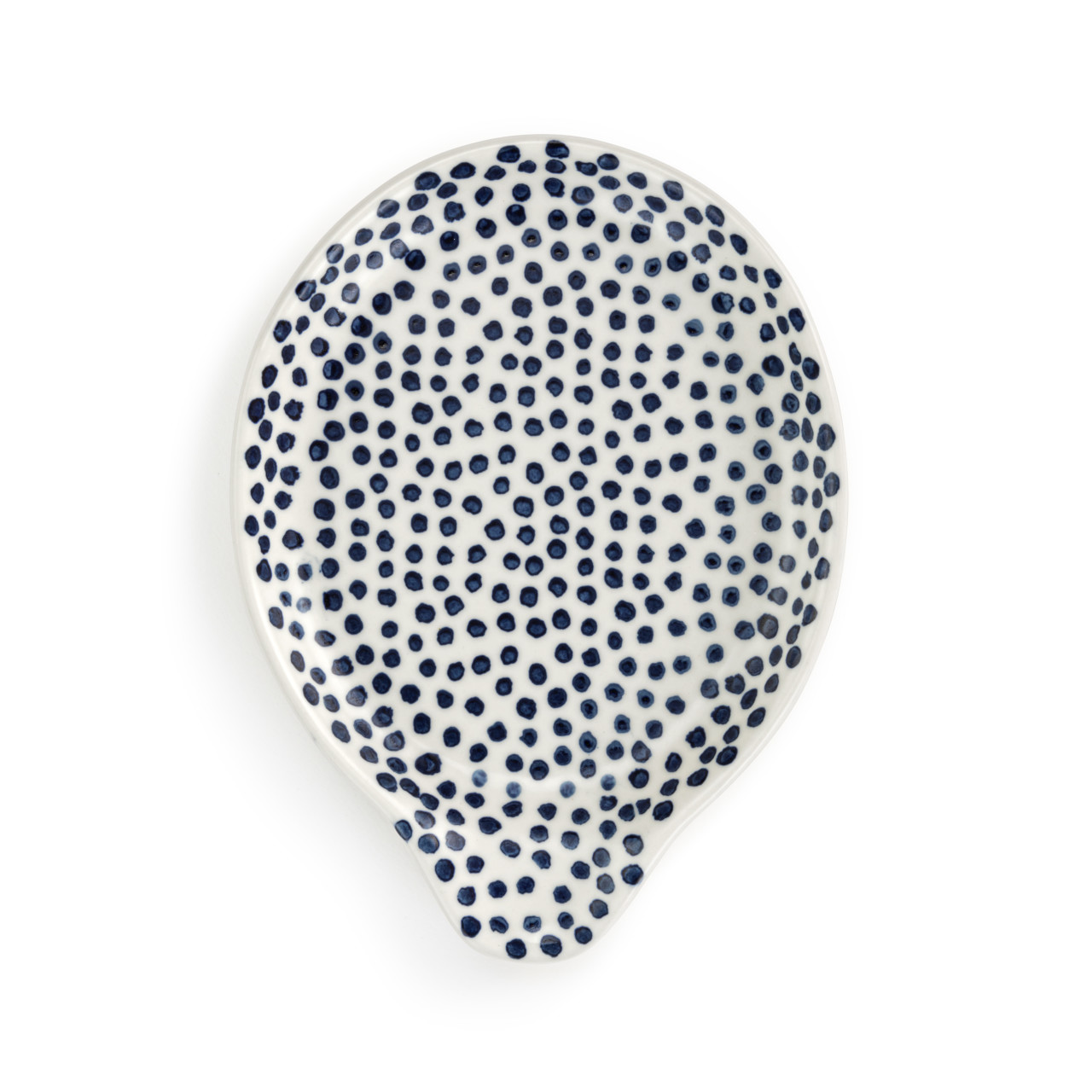 Blue and White Micro Dot Ceramic Hand Painted Spoon Rest - 4.5x6in thumbnail