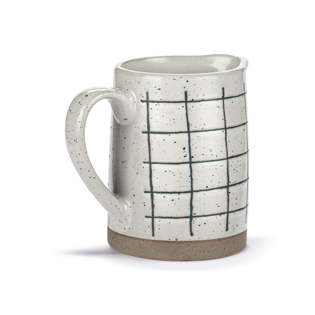 White Blue Plaid Mini Ceramic Pitcher - 10oz thumbnail