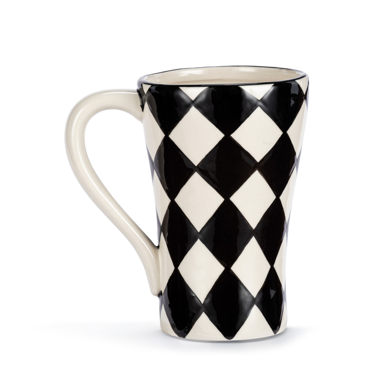 Tracy Pesche Stoneware Diamond Checker and Heart Mug 15oz thumbnail