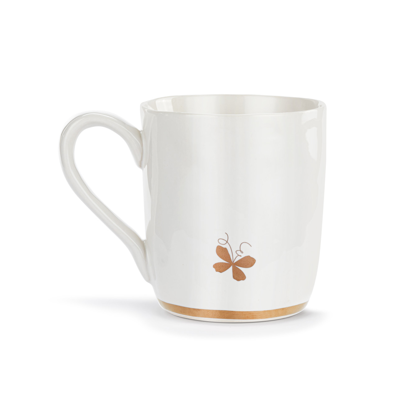 Orange Multi Butterfly White Mug with Gold Trim - 14oz thumbnail